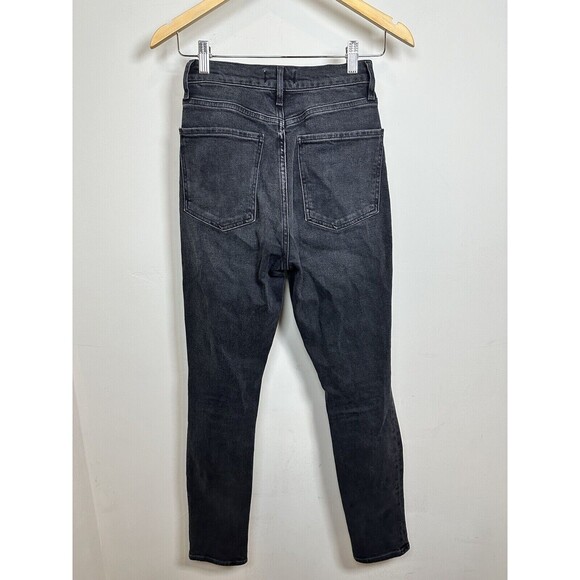 Agolde Nico High Rise Slim Straight Denim Jeans Distressed Cassette Black Sz 25 - Picture 8 of 10